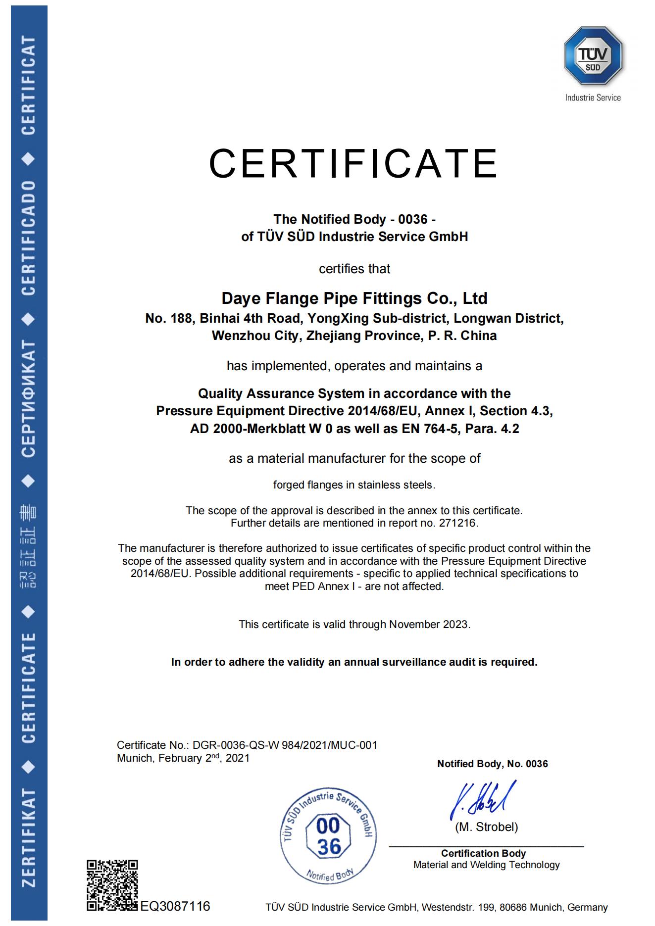 The Notified Body - 0036 - of TÜV SÜD Industrie Service GmbH(图1)